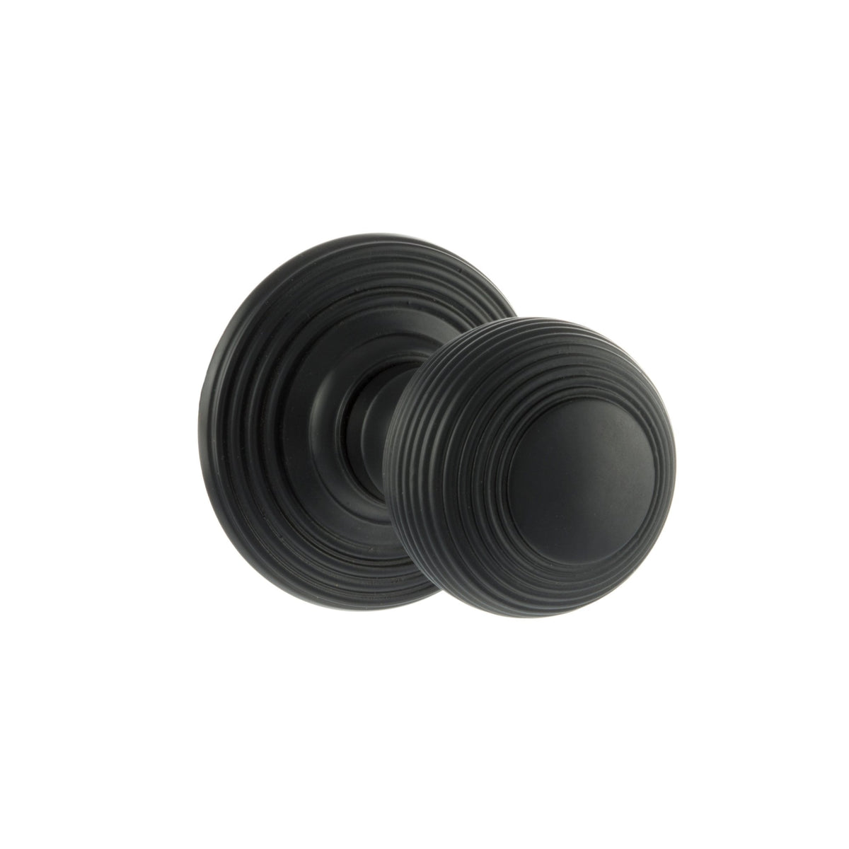 Old English Ripon Reeded Round Mortice Door Knob - Matt Black