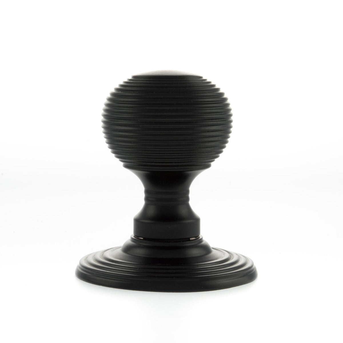 Old English Ripon Reeded Round Mortice Door Knob - Matt Black