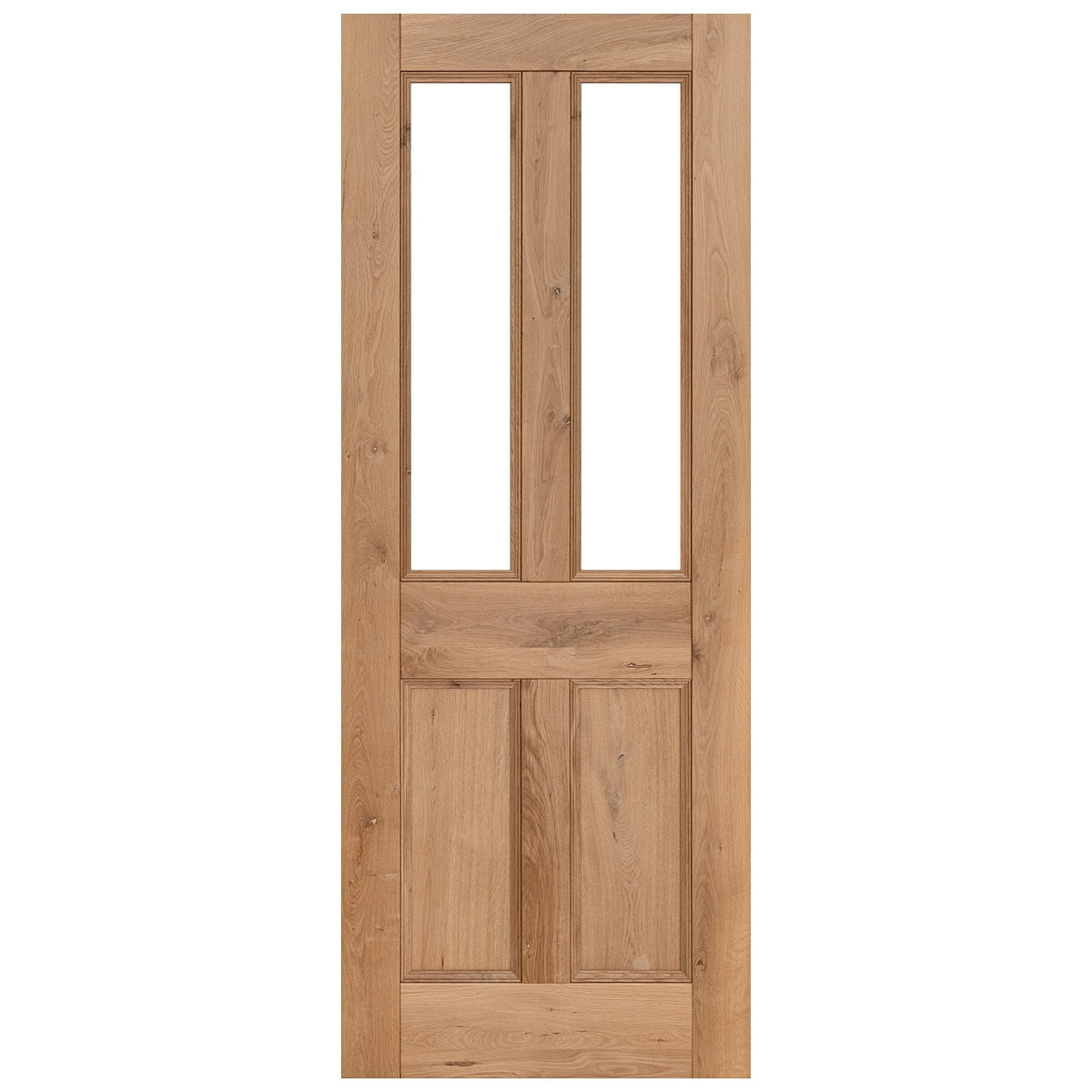 Internal Fully Finished Rustic Oak Victorian 2 Light Clear Glazed Door (118842)