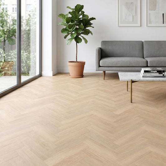 Buttermilk Oak - Lifestyle Herringbone 5.5mm Rigid Core LVT Flooring