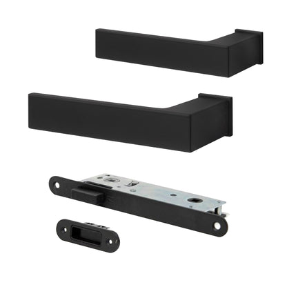 Studio Industrial Slim 1317 Matt Black Lever Handle Pack with Magnetic Lock