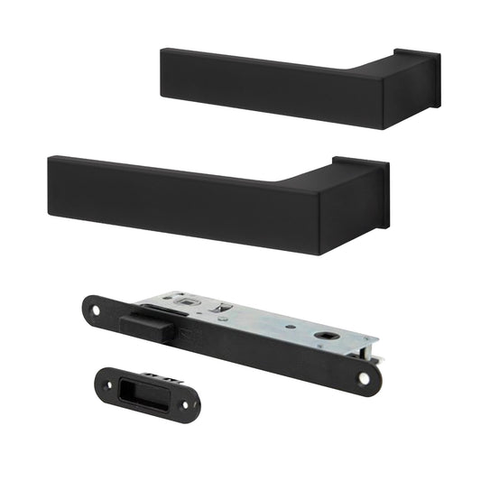 Studio Industrial Slim 1317 Matt Black Lever Handle Pack with Magnetic Lock