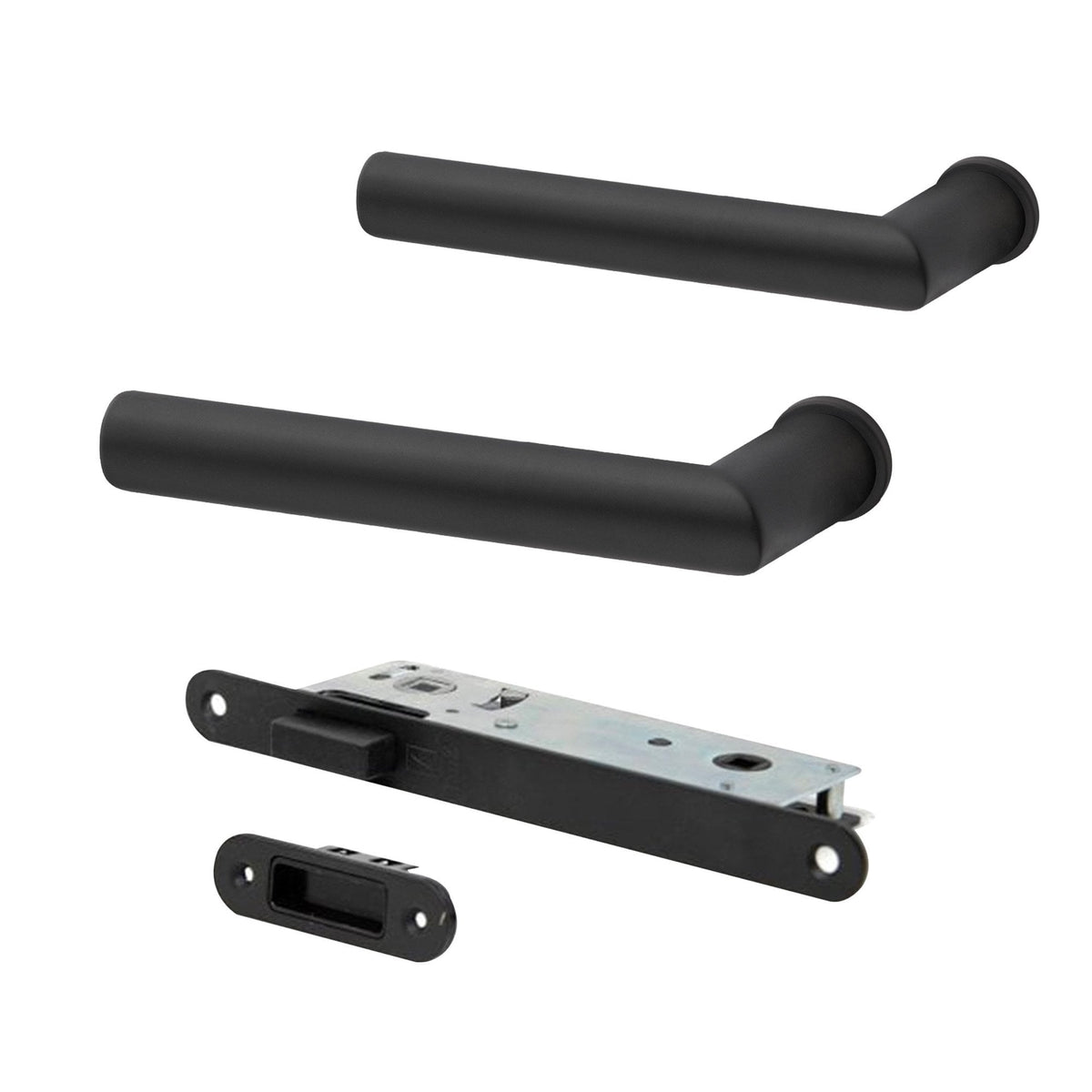 Studio Industrial Slim 102 Matt Black Lever Handle Pack with Magnetic Lock