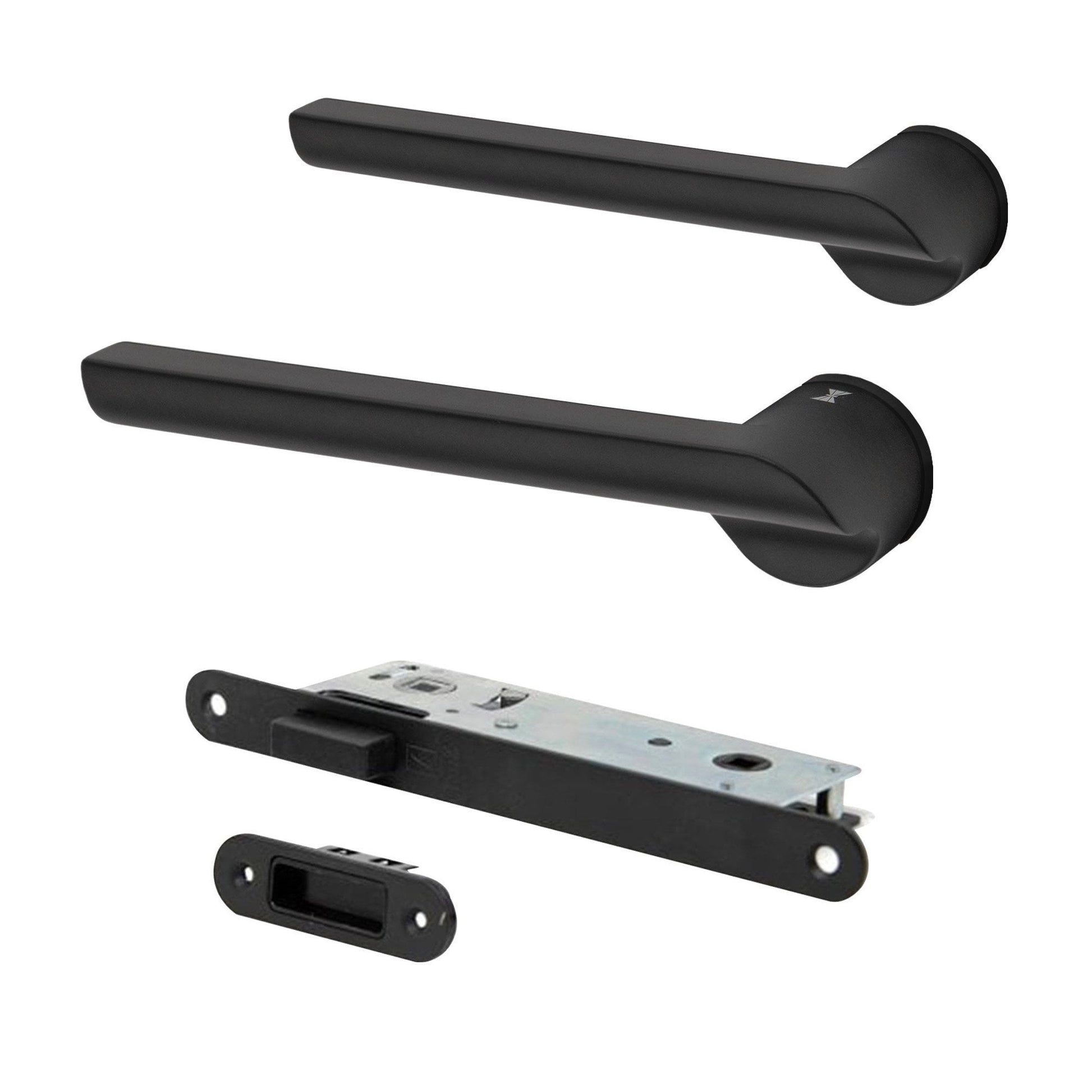 Studio Industrial Slim 1205 Matt Black Lever Handle Pack with Magnetic Lock
