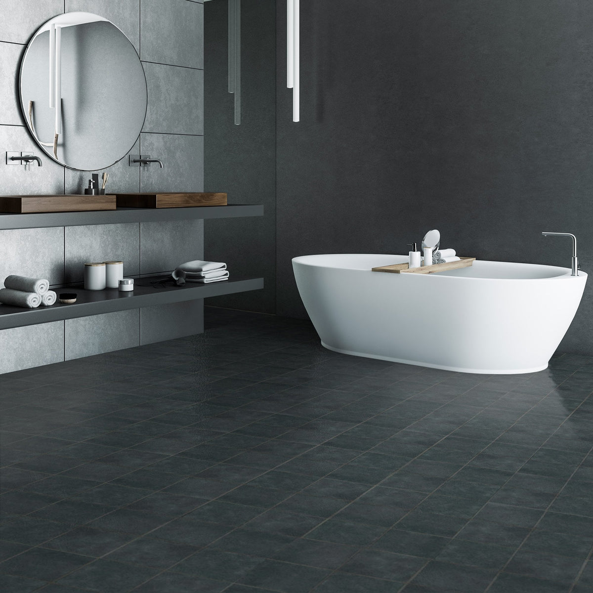 Dark Stone - Valm 1.5mm Self-Adhesive Vinyl Tile Flooring (119119)