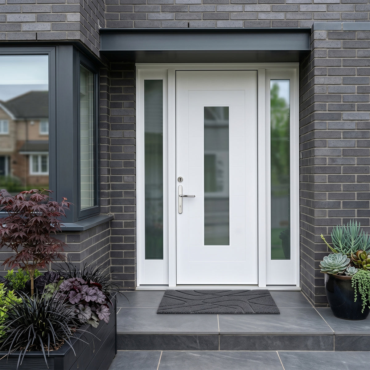 External White Painted Composite Obscure Glass Universal Sidelight (121033)