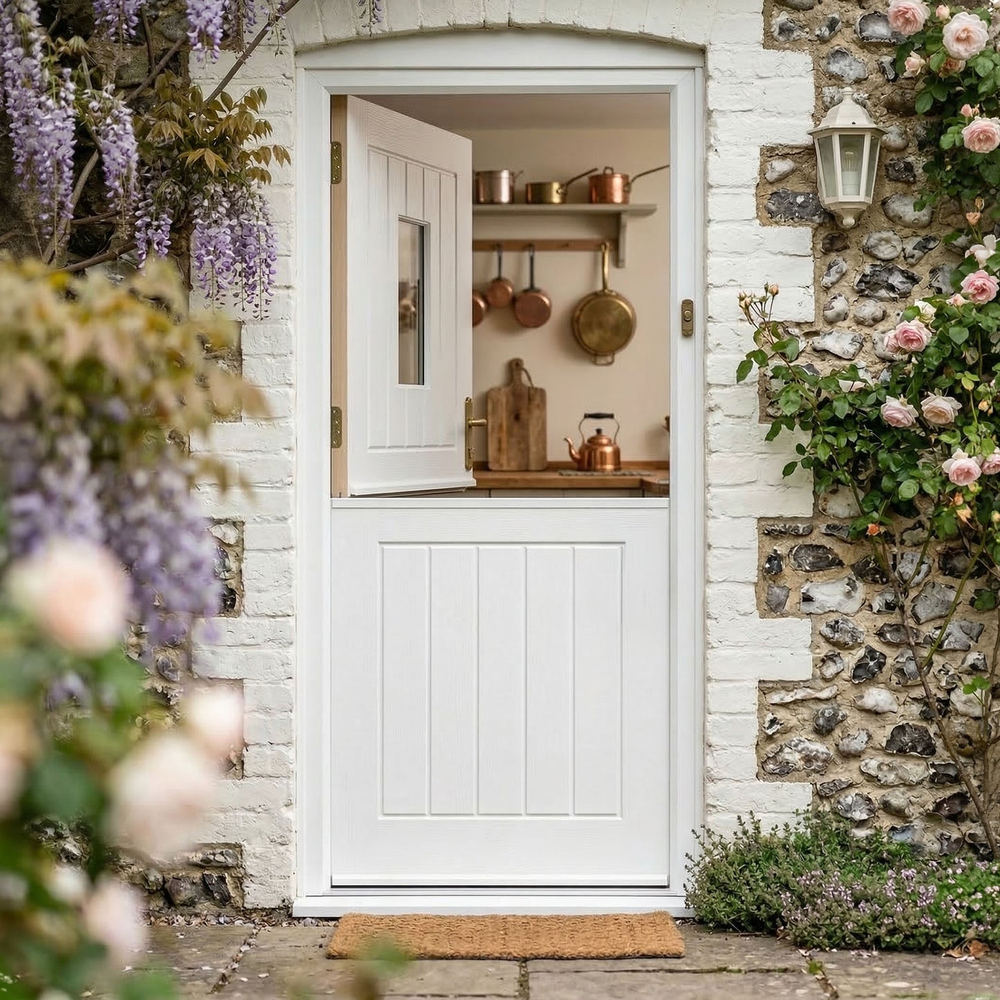 External White Painted Composite 1 Light Clear Glass Stable Door (121038)