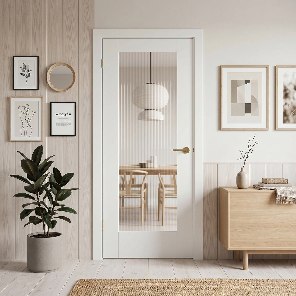 White Internal Primed Pattern 10 1 Light Reeded Glass Door