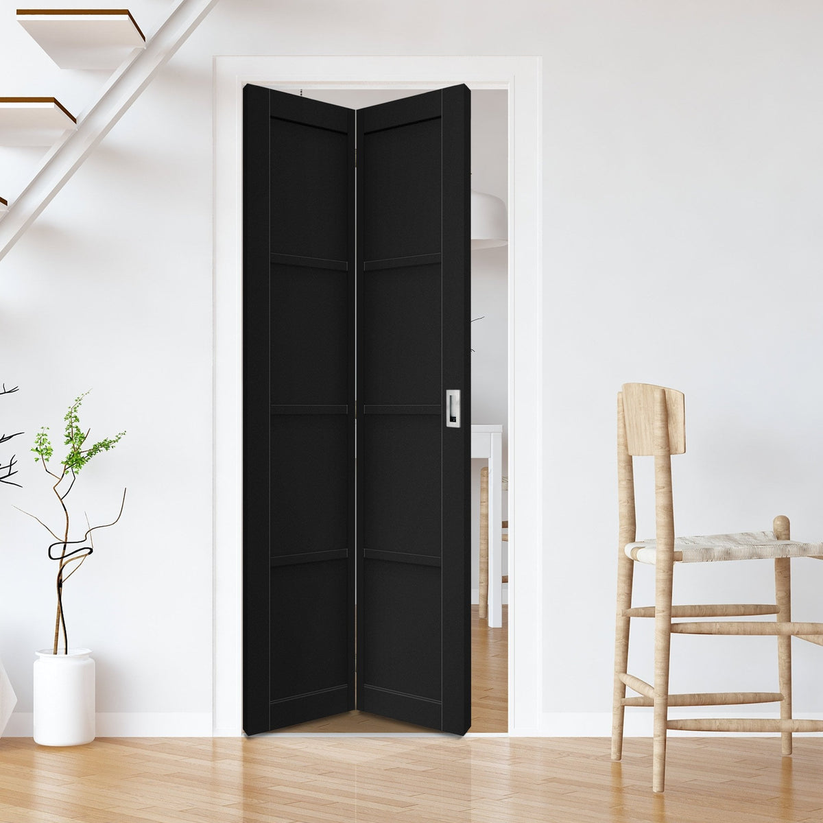 Black Internal Fully Finished 4 Panel Solid Bi-fold Door (121176)