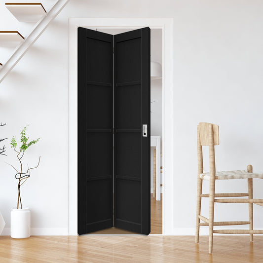 Black Internal Fully Finished 4 Panel Solid Bi-fold Door (121176)