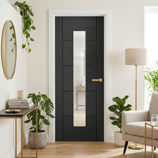 Ash Grey Fully Finished Parma 1 Light Clear Glass Internal Door