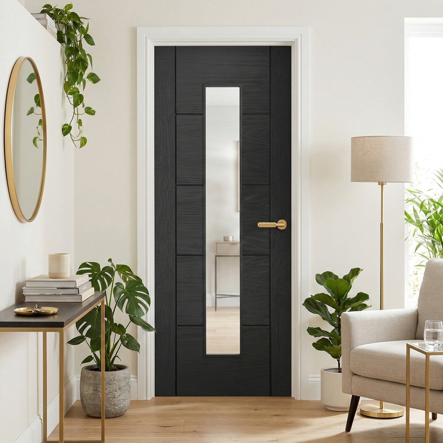 Ash Grey Internal Fully Finished Parma 1 Light Clear Glass Door