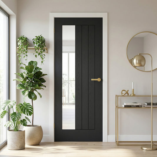 Ash Grey Fully Finished Farley 1 Light Clear Offset Glass Internal Door