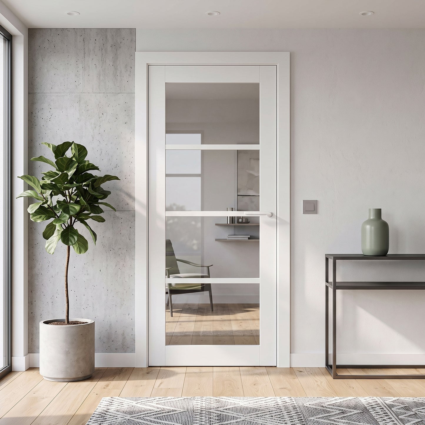 Internal Primed Studio Industrial 4 Light Clear Glass Door
