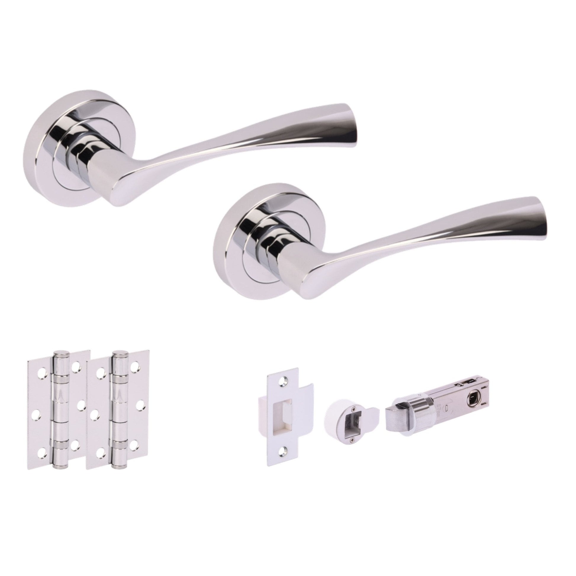 Oasis Round Rose Lever Door Handle Set - Polished Chrome