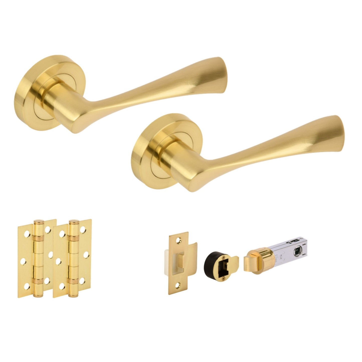 Oasis Round Rose Lever Door Handle Set - Satin Brass