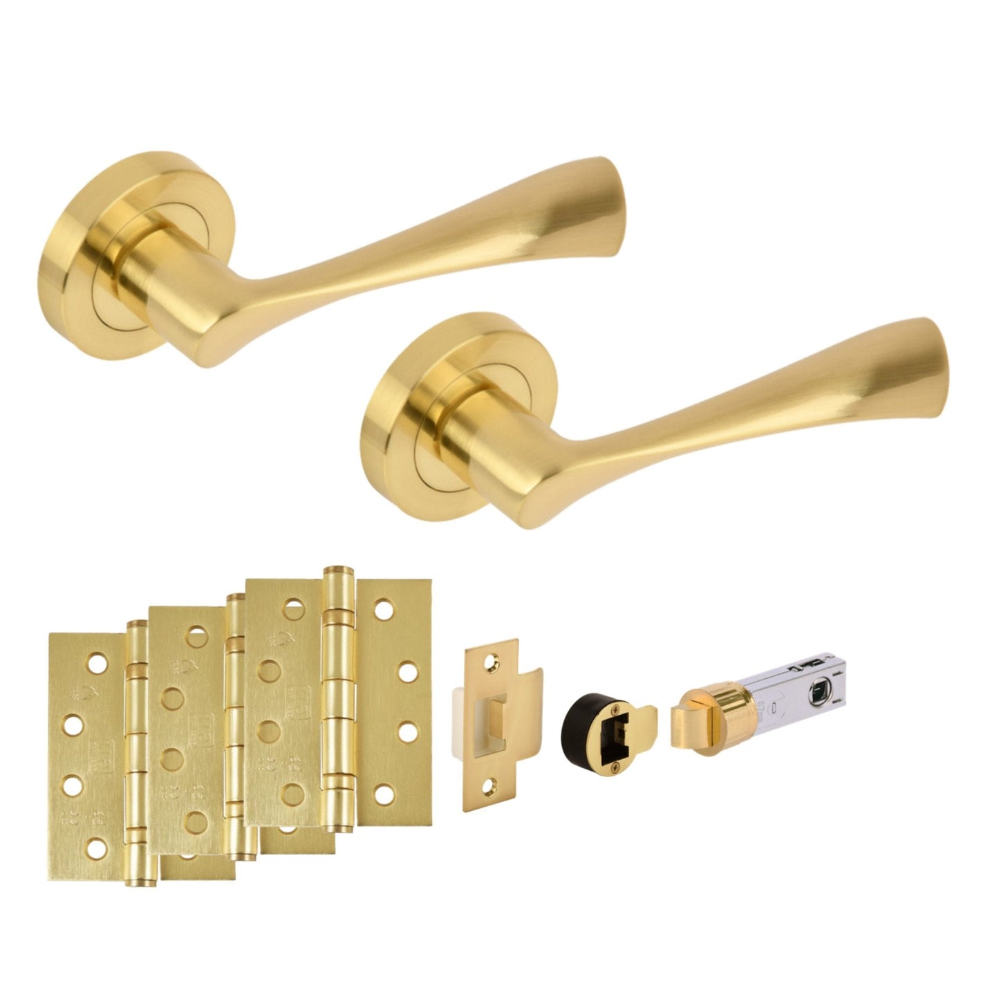 Oasis Round Rose Lever Fire Rated Handle Set - Satin Brass