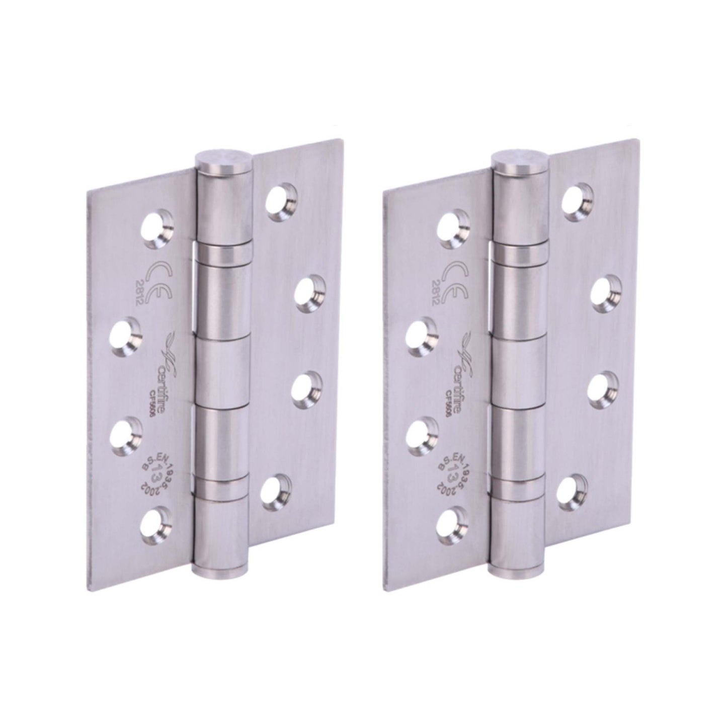 100mm (4'') CE13 Fire Rated Ball Bearing Butt Hinge Pair - Satin Stainless Steel