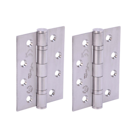100mm (4'') CE13 Fire Rated Ball Bearing Butt Hinge Pair - Satin Stainless Steel