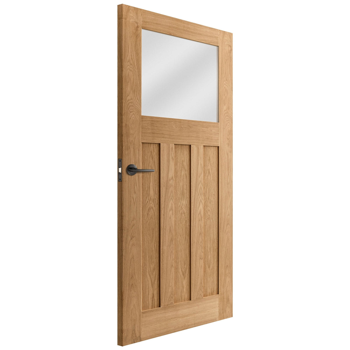 Oak Internal Unfinished 1930's DX 3 Panel 1 Light Obscure Glass Door (51729)
