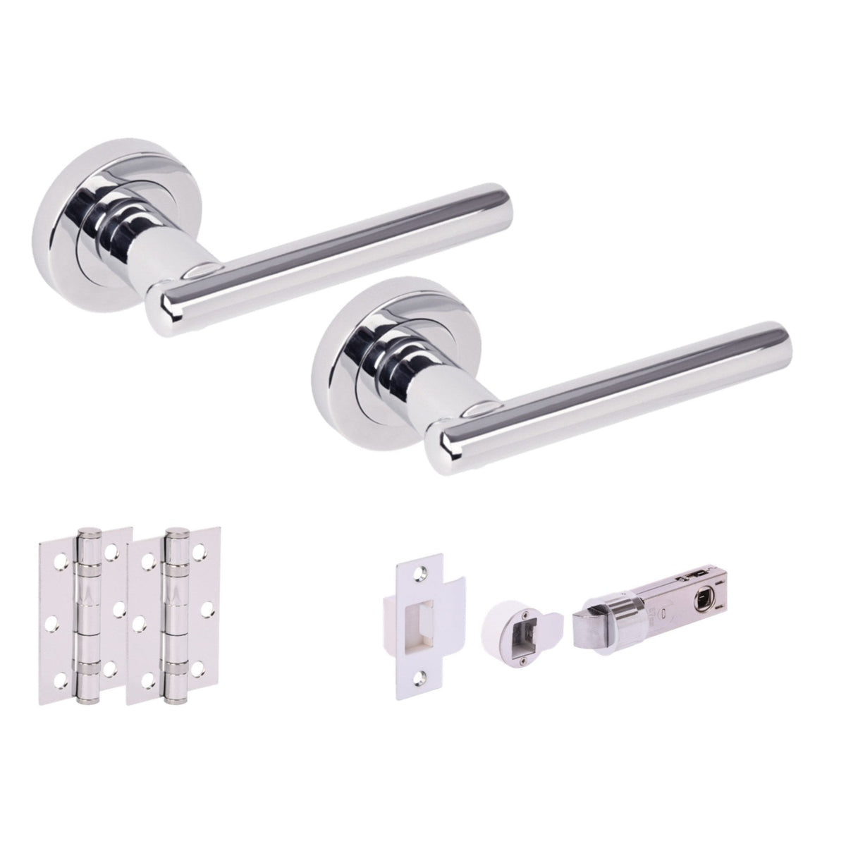Solus Round Rose Lever Door Handle Set - Polished Chrome