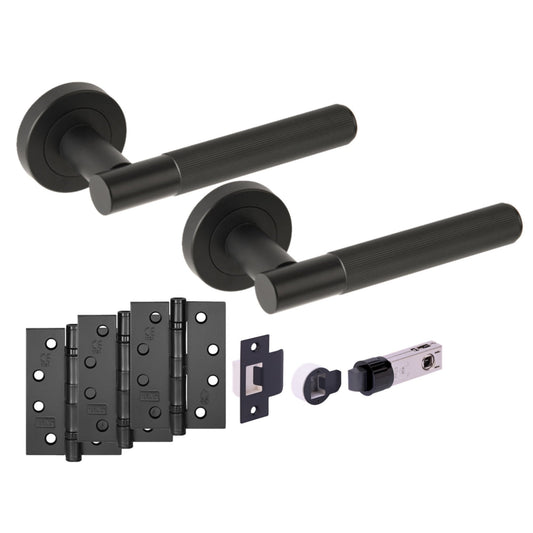 Vida Round Rose Lever Fire Rated Handle Set - Matt Black
