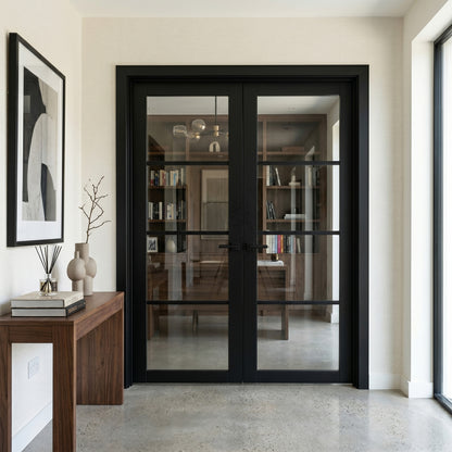 Jet Black Internal Fully Finished Industrial Studio 4 Light Clear Glass French Door