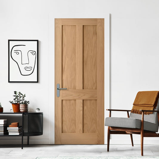 Oak Internal Unfinished Victorian Shaker 4 Panel Flat Door (51730)