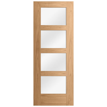 Oak Internal Unfinished Shaker 4 Light Clear Glass Door (51738)