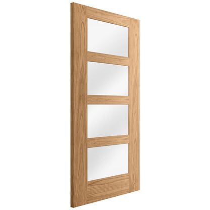 Oak Internal Unfinished Shaker 4 Light Clear Glass Door (51738)