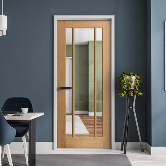 Oak Internal Unfinished Toledo 3 Light Clear Glass Door (51749)