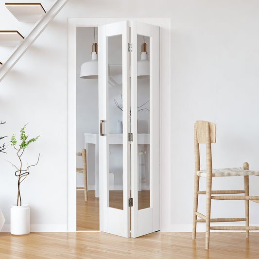 White Internal Bifold Primed Pattern 10 Clear Glass Door (51771)