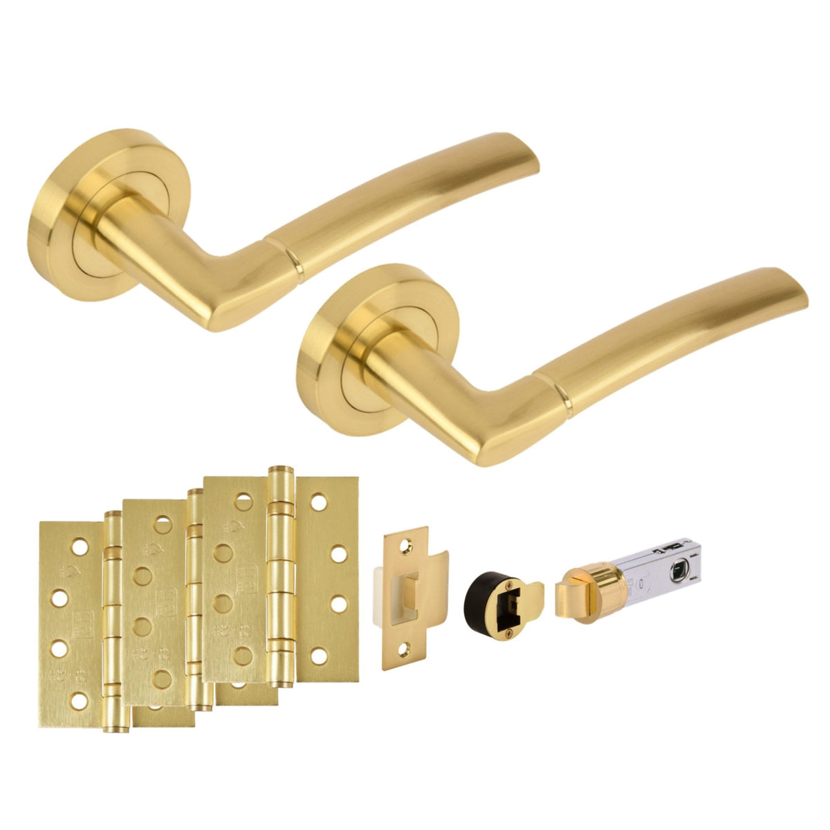Orbit Round Rose Lever Fire Rated Handle Set - Satin Brass
