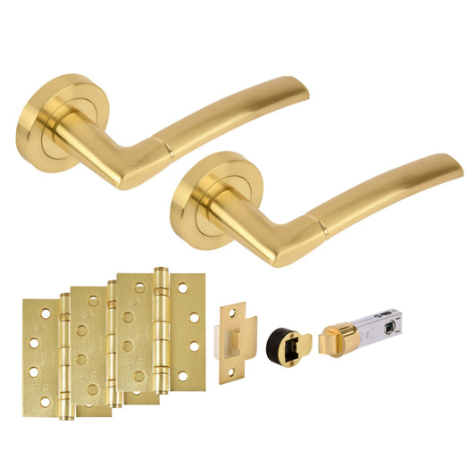 Orbit Round Rose Lever Fire Rated Handle Set - Satin Brass