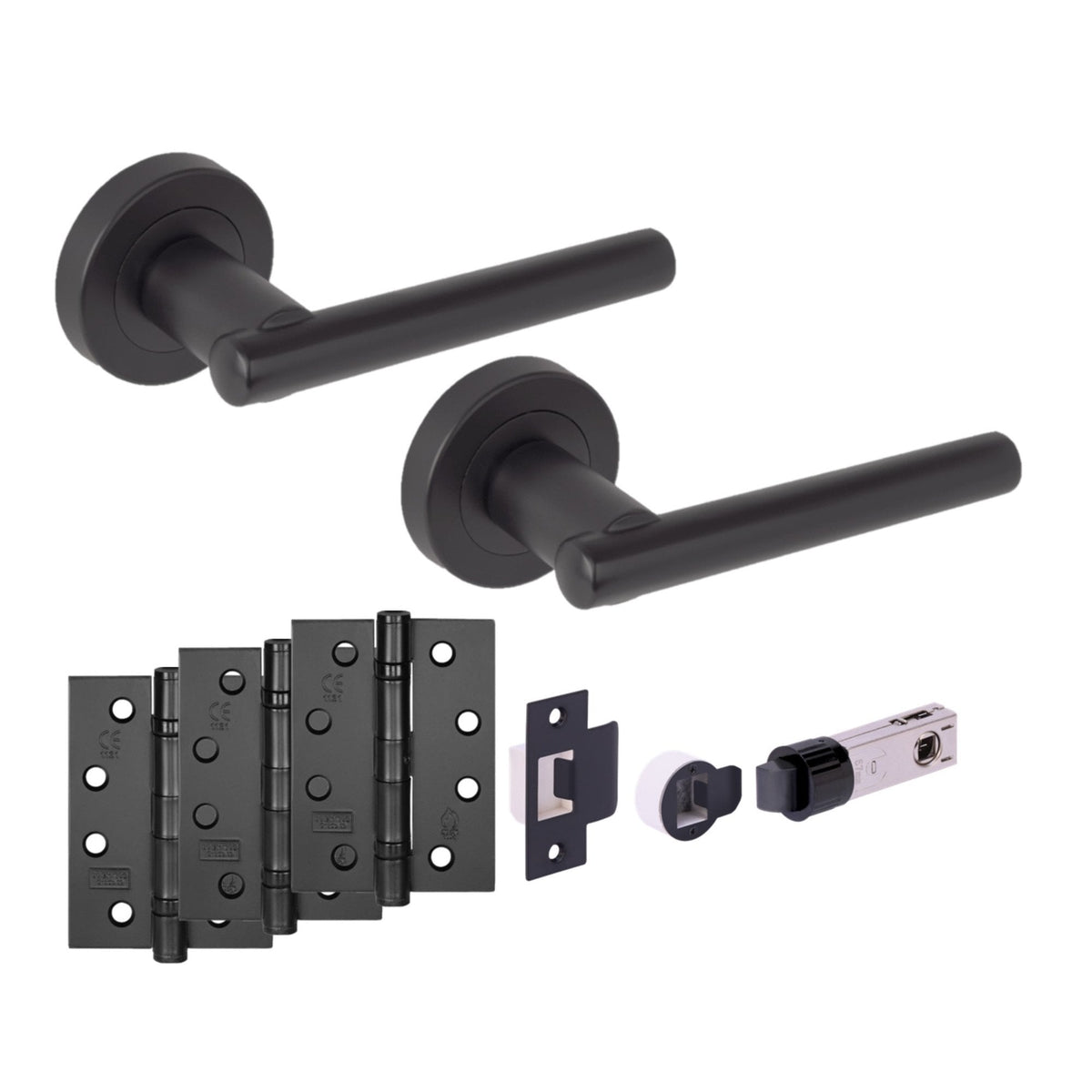 Solus Round Rose Lever Fire Rated Handle Set - Matt Black
