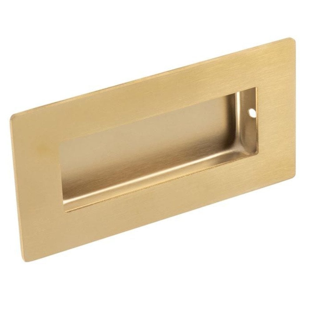 Rectangular Flush Pull Handle - Satin Brass