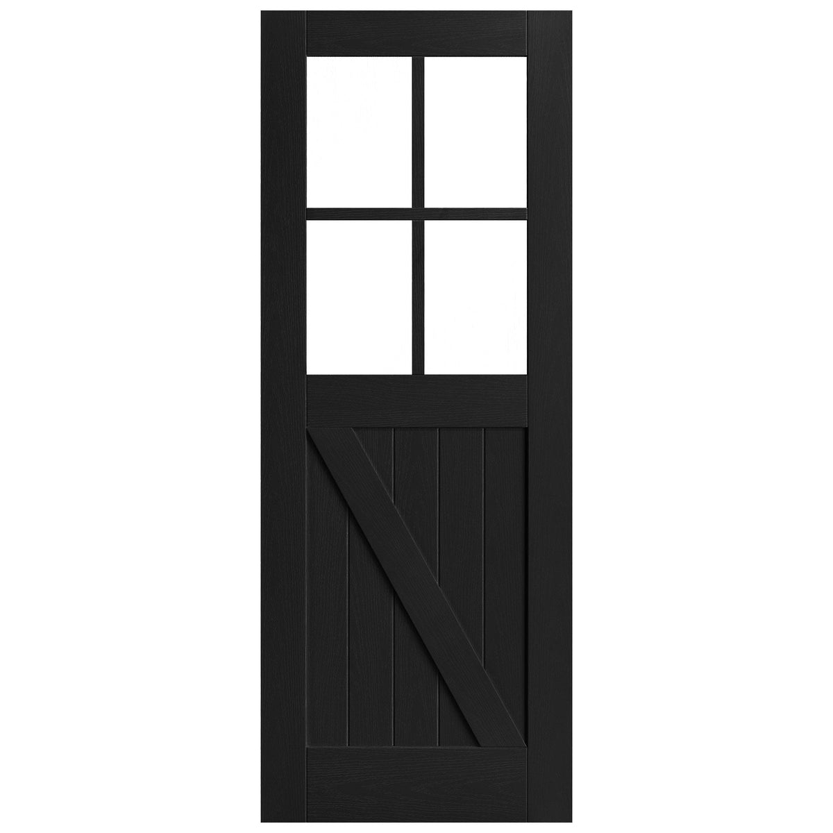 Black Internal Fully Finished Oak Barn Clear Glass Door (121611)
