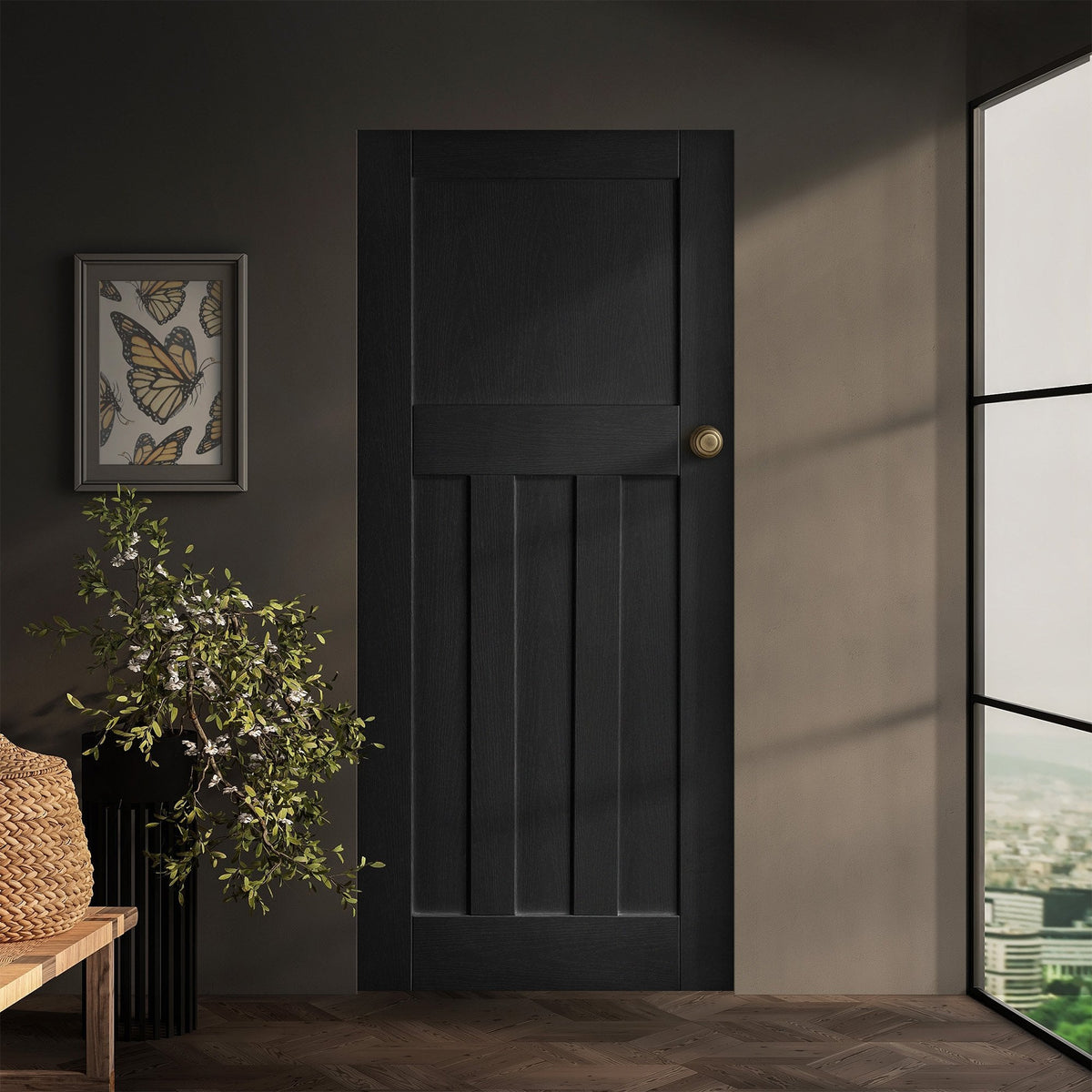 Black Internal Fully Finished Oak FD30 Fire Door DX Door (121612)