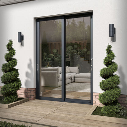 Matt Grey Aluminium Clear Glass External Sliding Patio Door