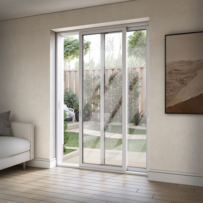White Aluminium External Clear Glass Sliding Patio Door