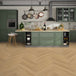 Pale Amberwood Oak - Comfort Luxe 12mm Laminate Herringbone Flooring (122145)