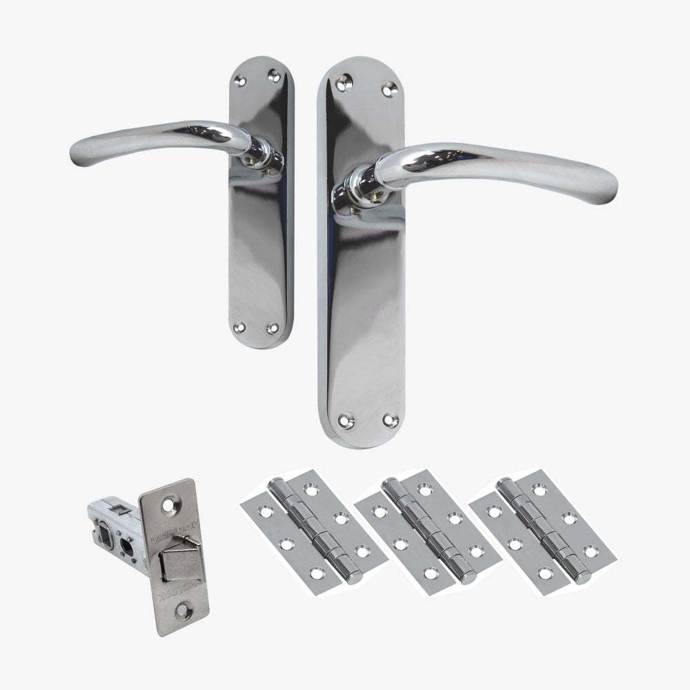 Palace Lever on Backplate Fire Door Handle Set - Polished Chrome