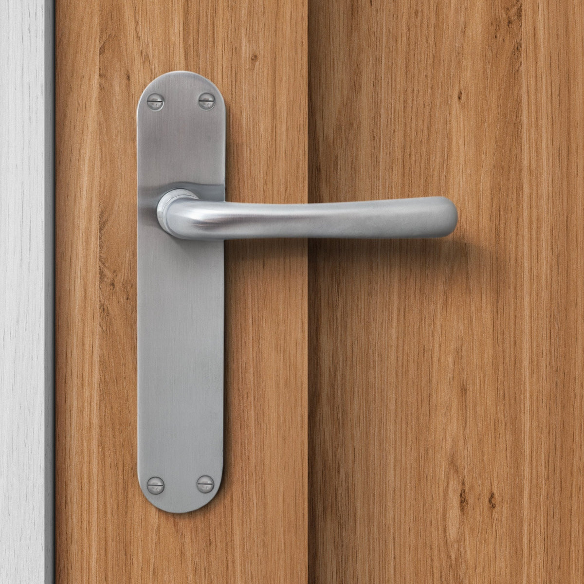 Palace Lever on Backplate Door Handle Set - Satin Chrome