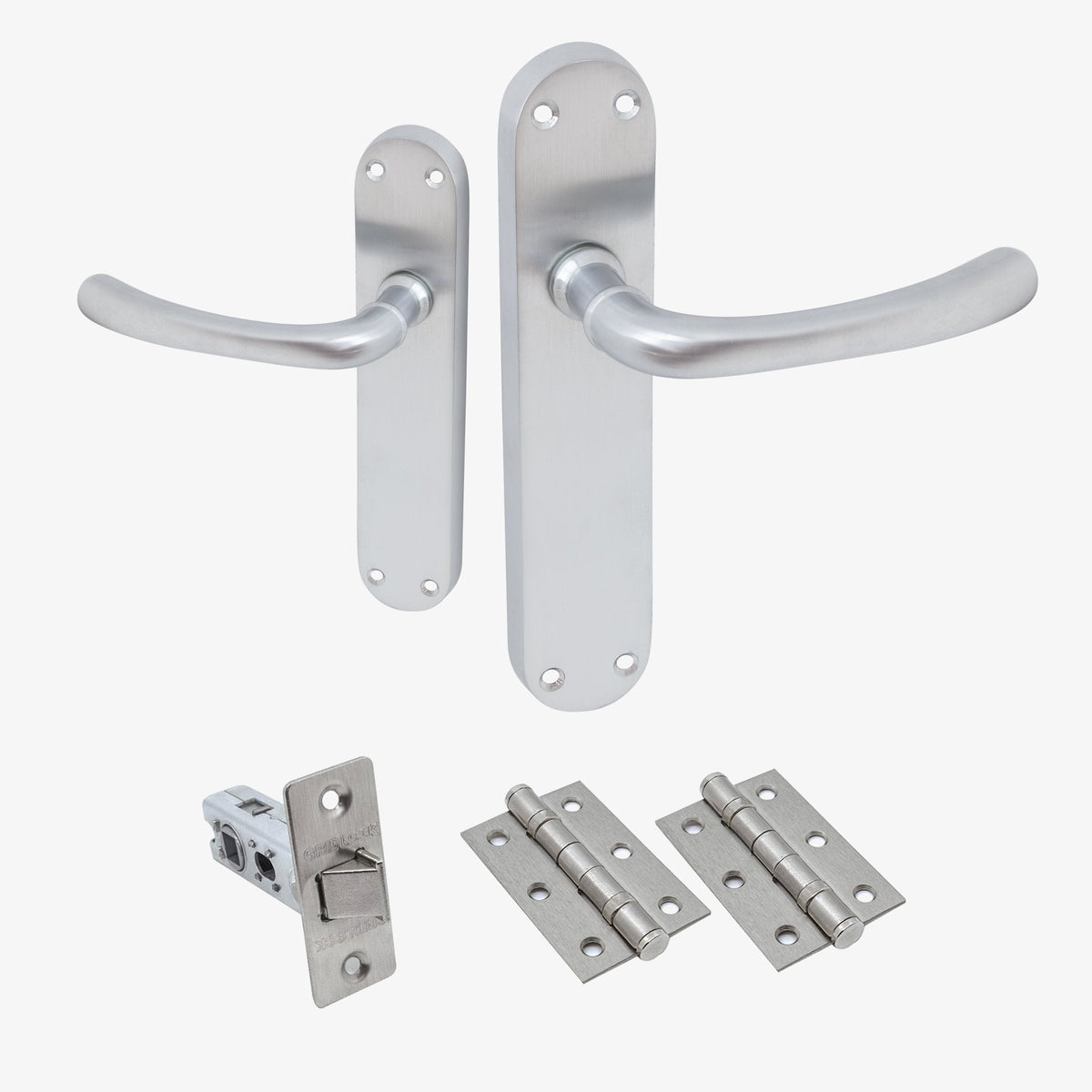 Palace Lever on Backplate Door Handle Set - Satin Chrome