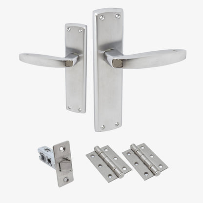 Deco Lever on Backplate Door Handle Set - Polished Chrome / Satin Chrome