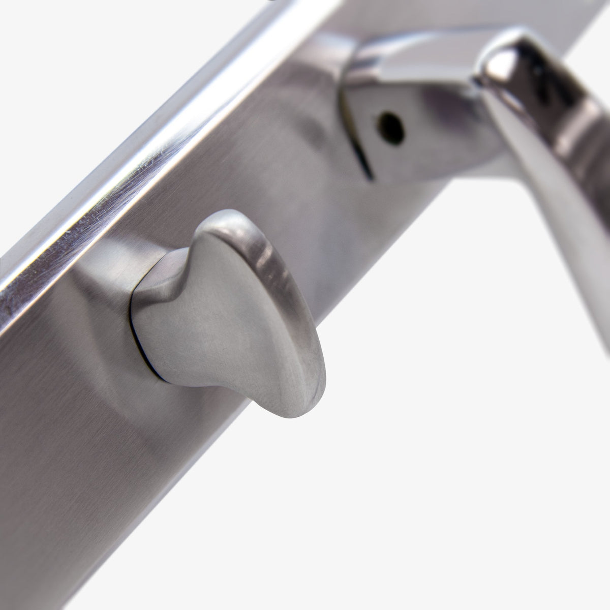 Deco Lever on Backplate Bathroom Door Handle Set - Polished Chrome / Satin Chrome