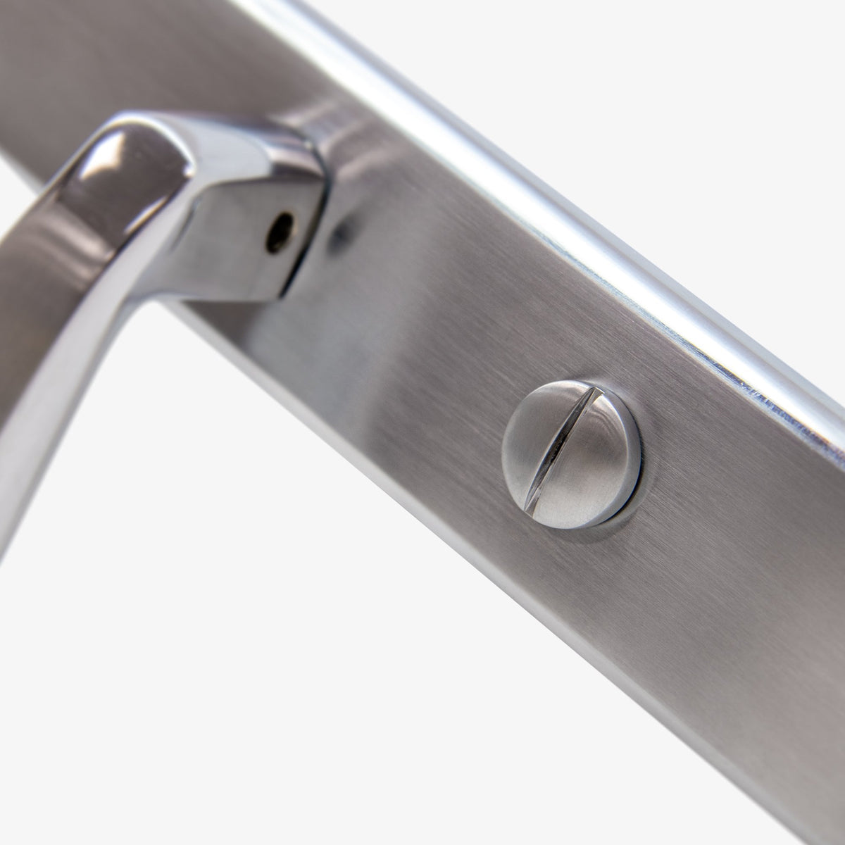Deco Lever on Backplate Bathroom Door Handle Set - Polished Chrome / Satin Chrome
