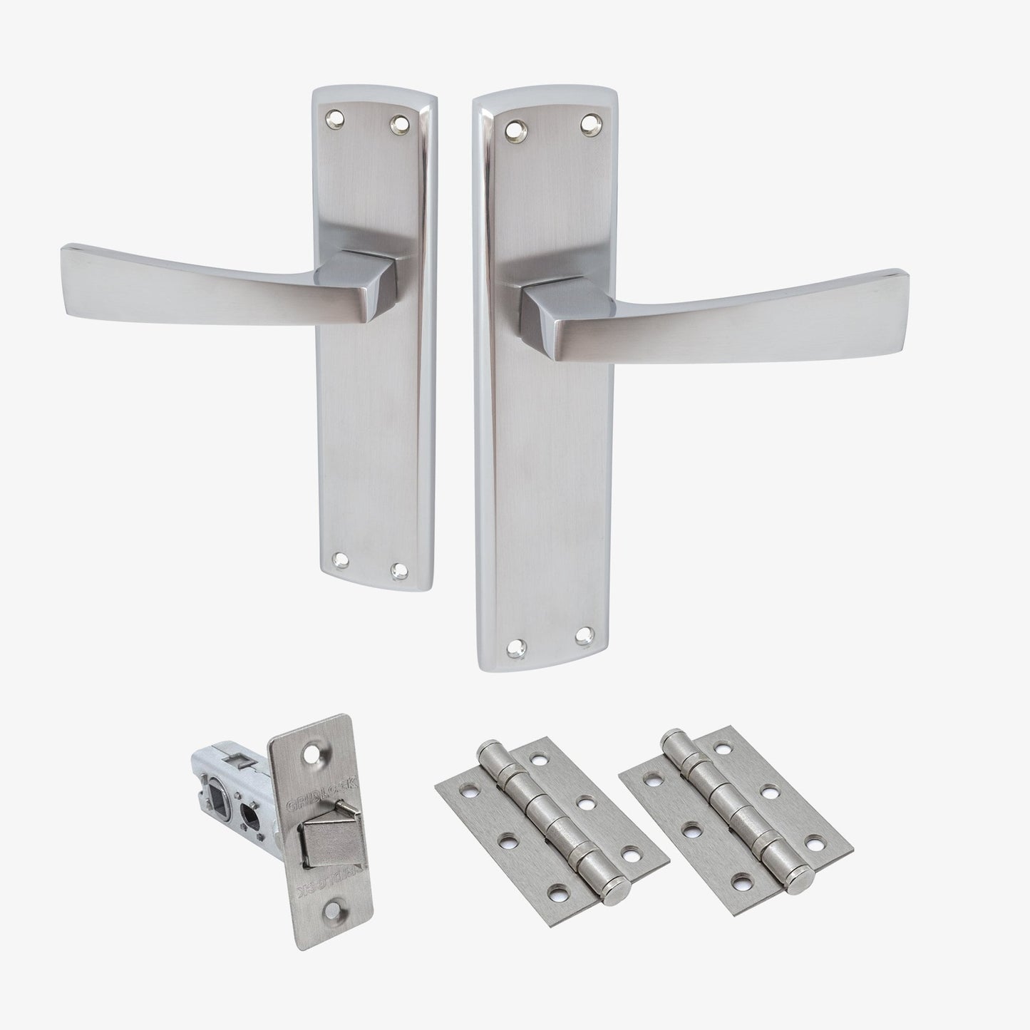 Ritz Lever on Backplate Door Handle Set - Polished Chrome / Satin Chrome