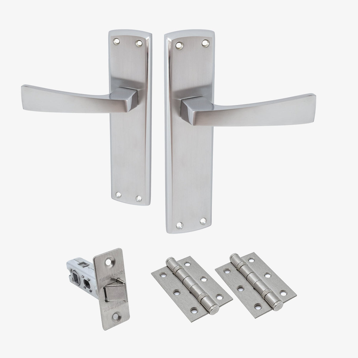 Ritz Lever on Backplate Door Handle Set - Polished Chrome / Satin Chrome