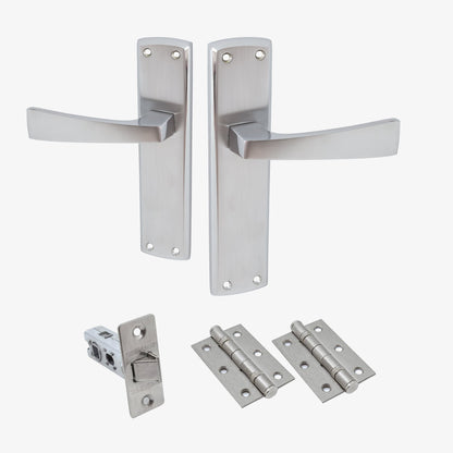 Ritz Lever on Backplate Door Handle Set - Polished Chrome / Satin Chrome